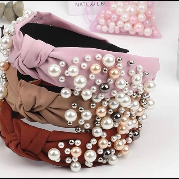 1 PCS No Slip Knotted Cross Pearl Headband - Picture 12 of 12